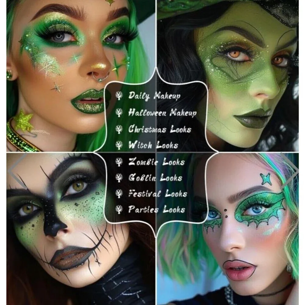 UCANBE Green Forest Professional Makeup Kit 15 Color Palette Face Body Paint